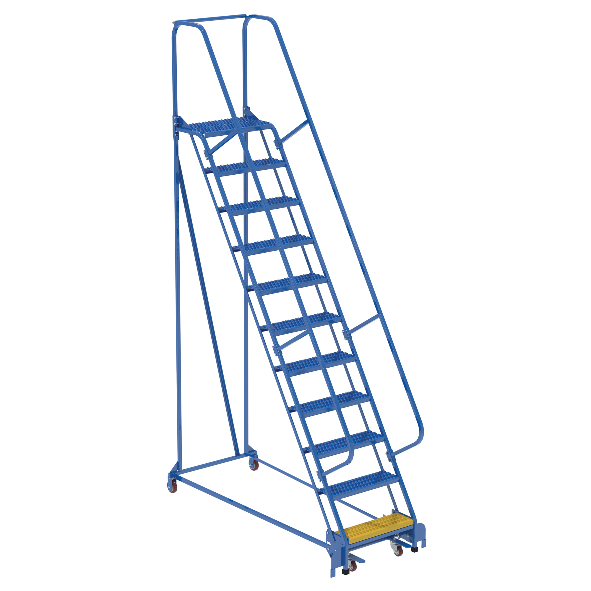 Vestil Grip Strut Warehouse Ladder - 11 Steps, 140in. Overall Height, Steel, Blue, Model# LAD-PW-26-11-G